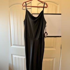 Ava & Viv Satin Cowl Neck Black Dress